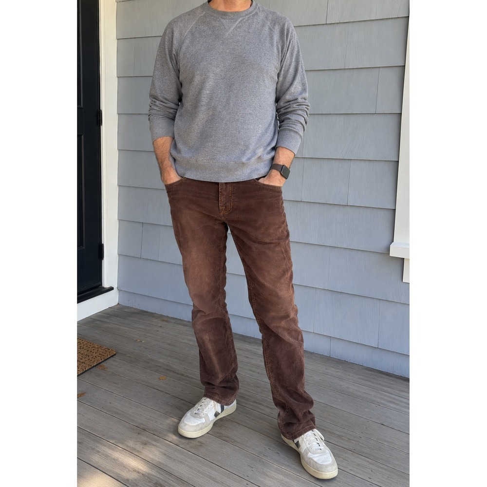 Prana Kravitz Cord Pants Mens 32 Brown Stretch Organic Cotton Corduroy Slim